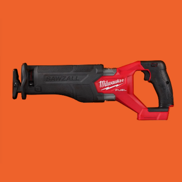 milwaukee tool reciprocating saw on an orange background