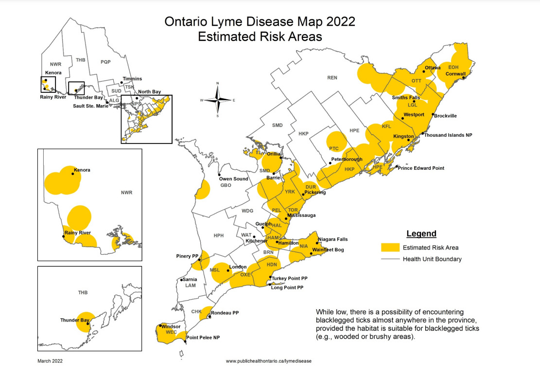 Ontario Lyme Disease Map 2022: Estimated Risk Areas