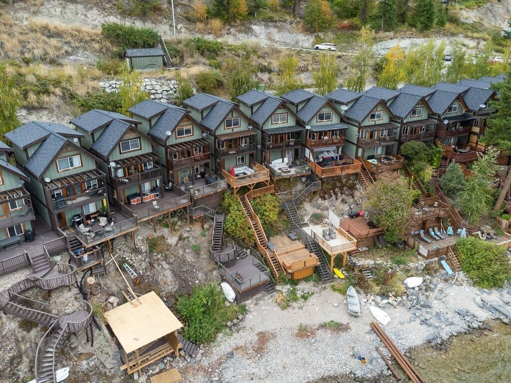Cottage exterior from an aerial view