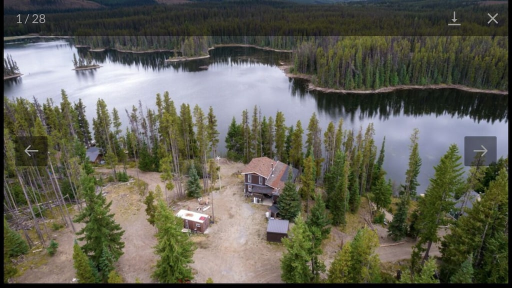 Cottage exterior from an aerial view