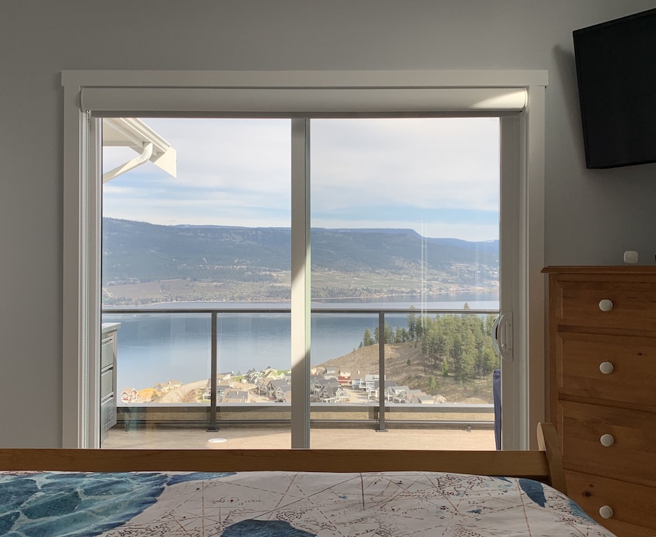 Cottage interior looking out to the lake