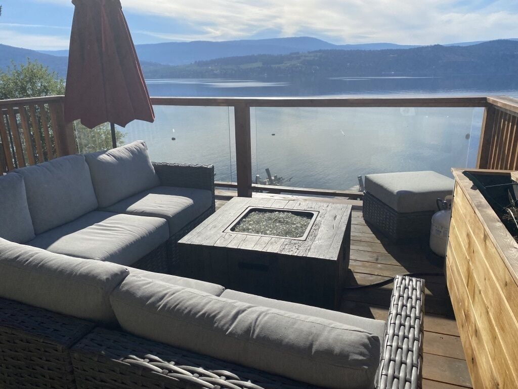 Cottage balcony overlooking the lake