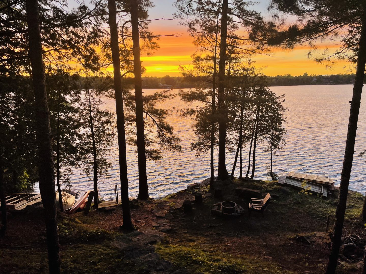 Gorgeous orange sunset lakeviews