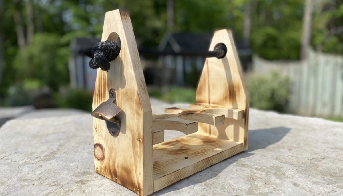 Wooden beer caddy