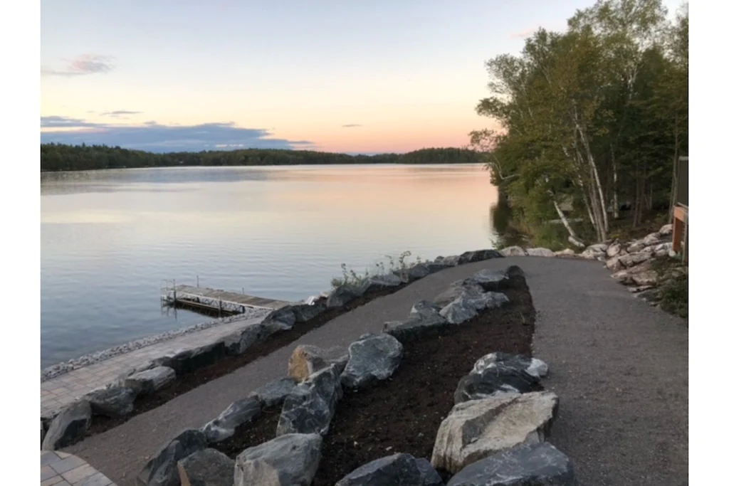 Ramp descending to the waterfront.