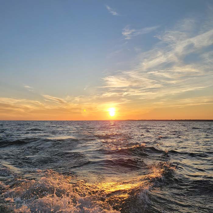 sunset over open water on Lake Erie