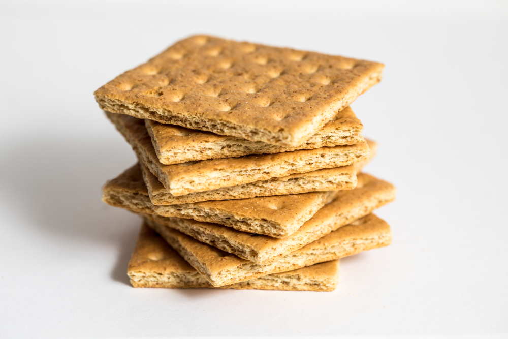 A close-up of a stack of graham crackers