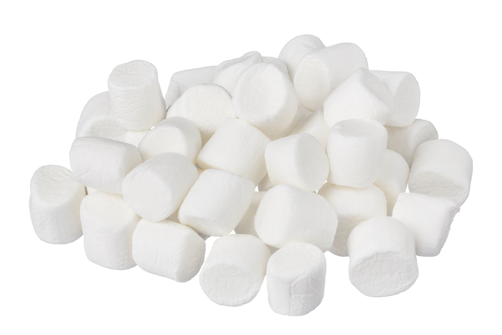 Marshmallows against a white background