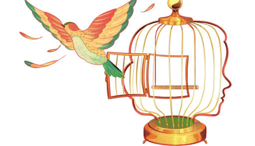 An illustration of a bird flying out of a bird cage