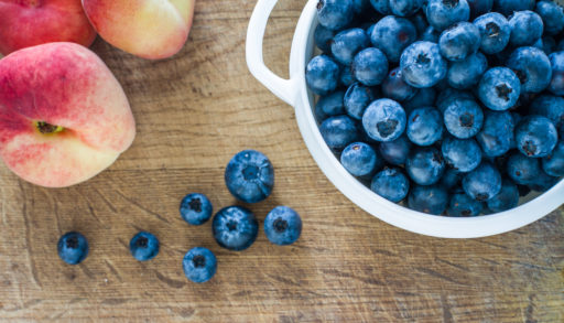 blueberries, peaches,