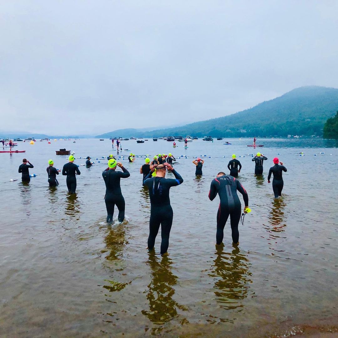 Participants prepare stand in the water awaiting a day of endurance racing.