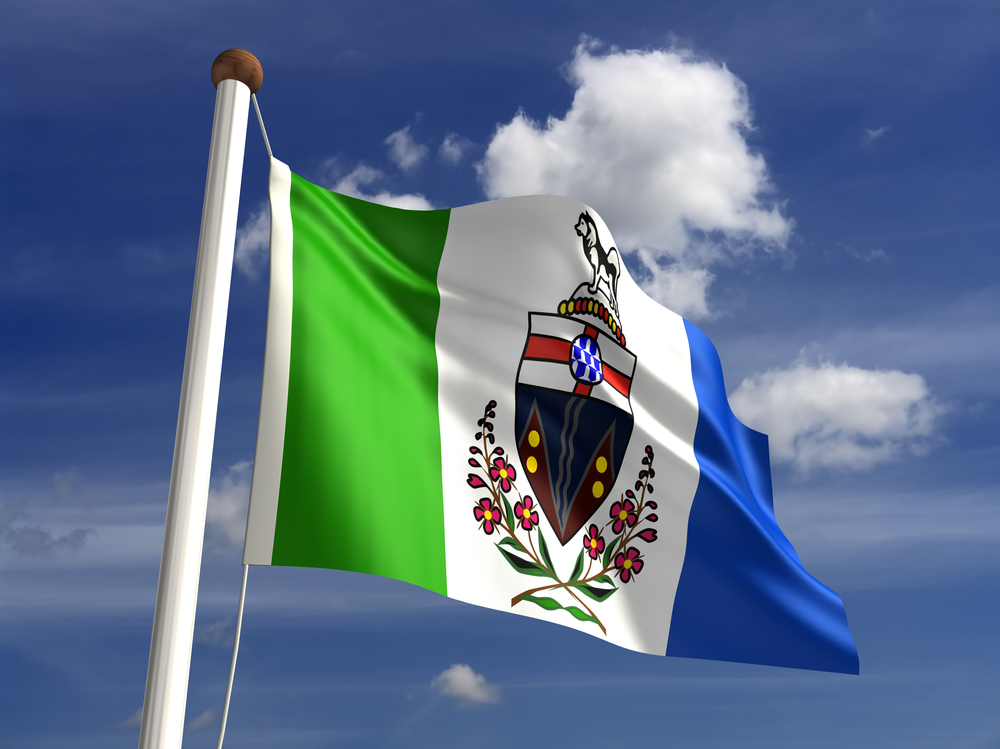 The Yukon flag fluttering in the wind