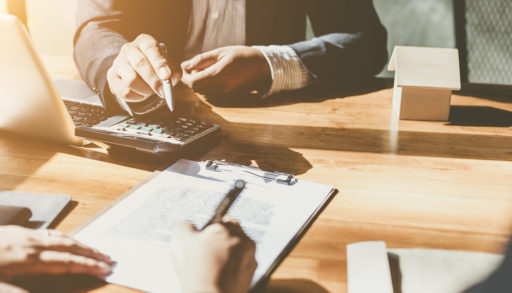 Business Signing a Contract Buy - sell house, mortgage for real estate