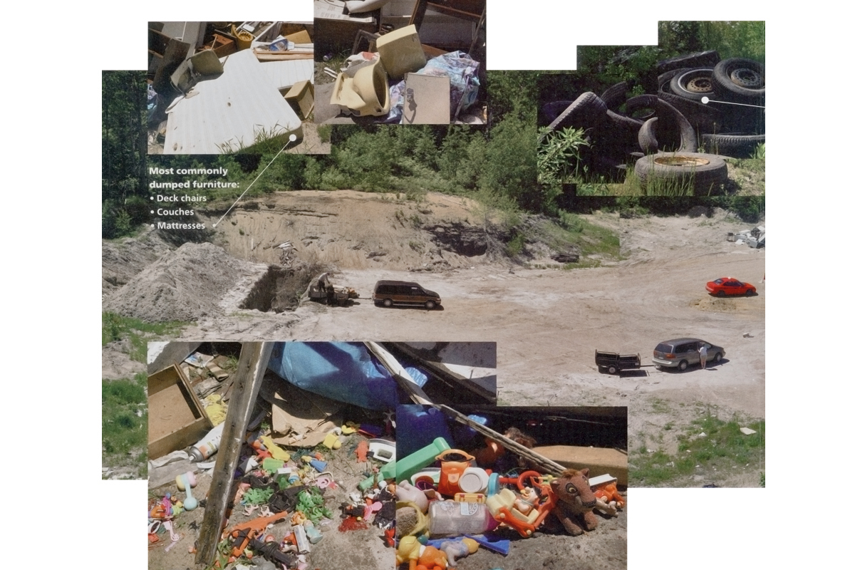 various photos of cottage country garbage and dumps