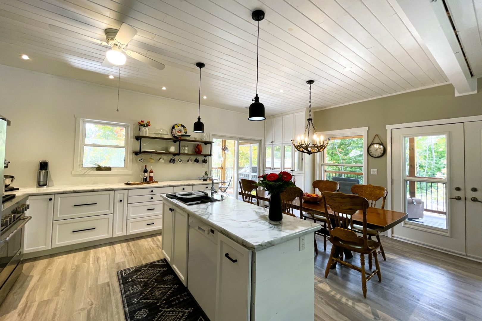 open concept kitchen and dining area