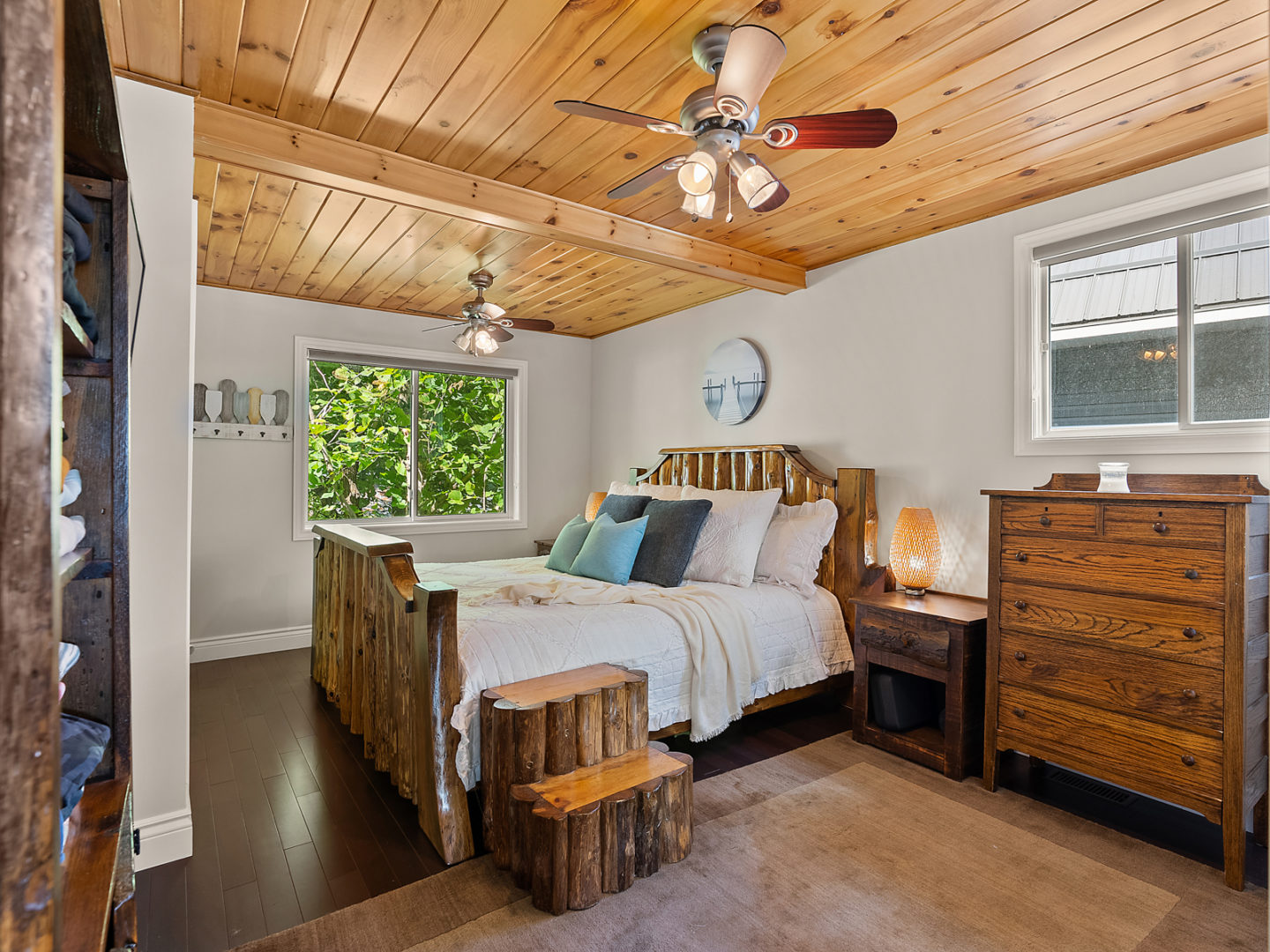 Queen bed inside large room