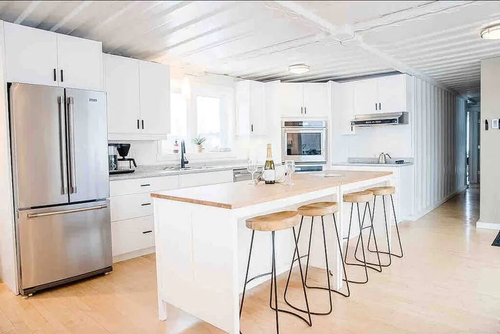 Kitchen with stools and island
