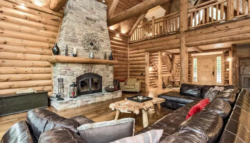 Large fireplace in living room