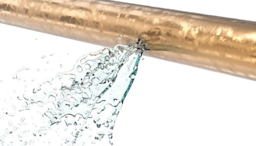 A 3D rendering of a leaking pipe