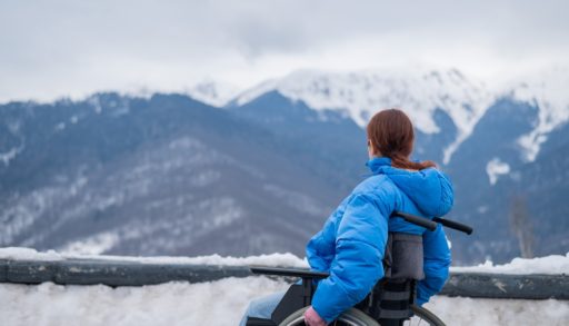 woman in a wheelchair on a hike