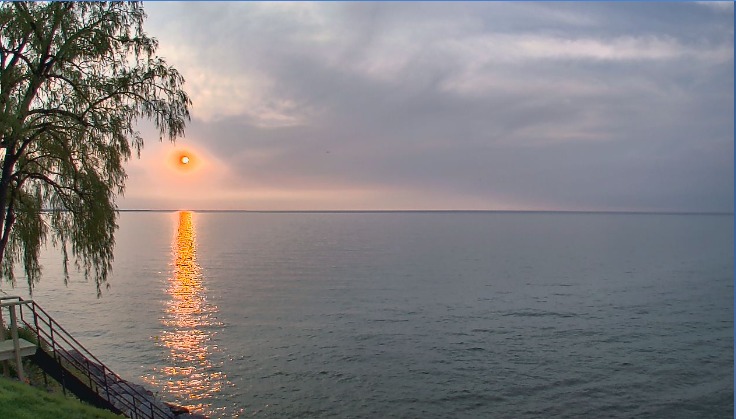 smokey sunset over lake