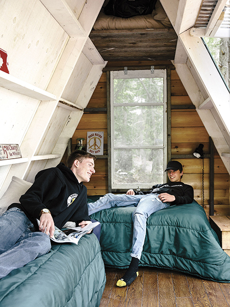 Maxen Adam and Quin inside the A-frame