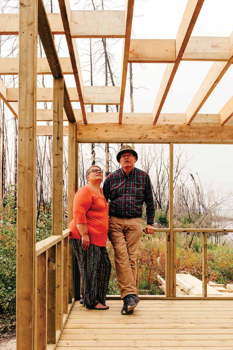 Pam and Eric in their half-built cottage