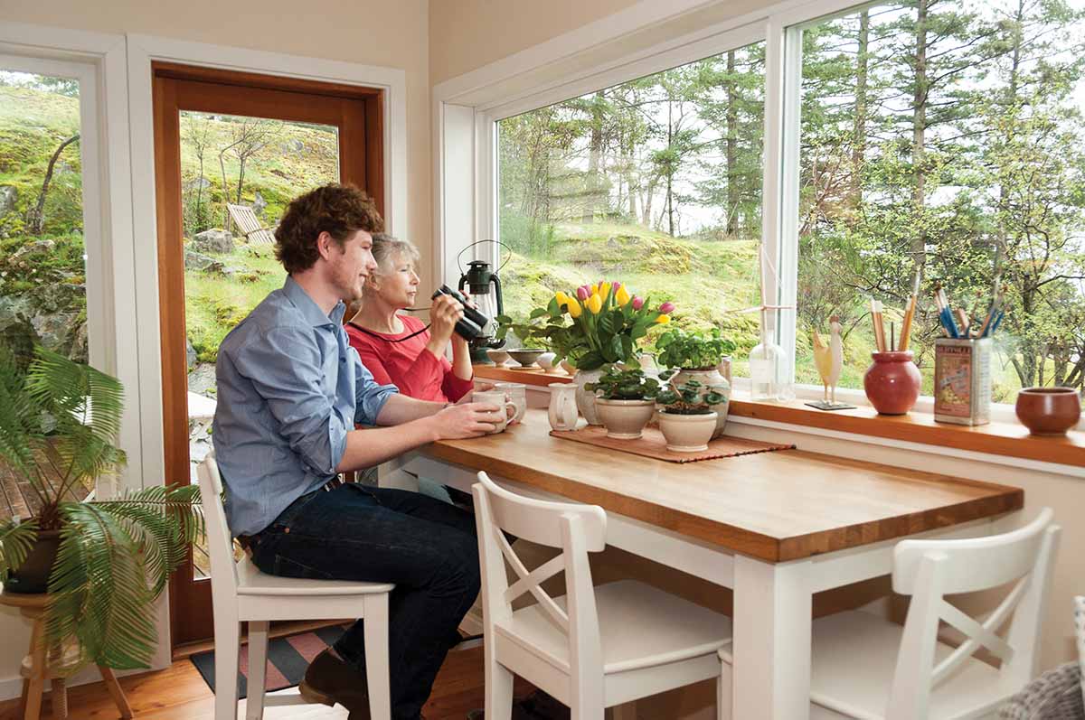 Babette and her son Tristan look out over Howe Sound