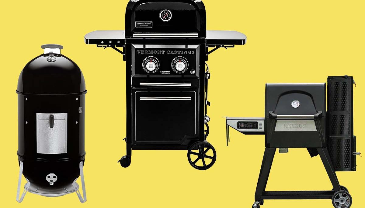 three barbeques and smokers