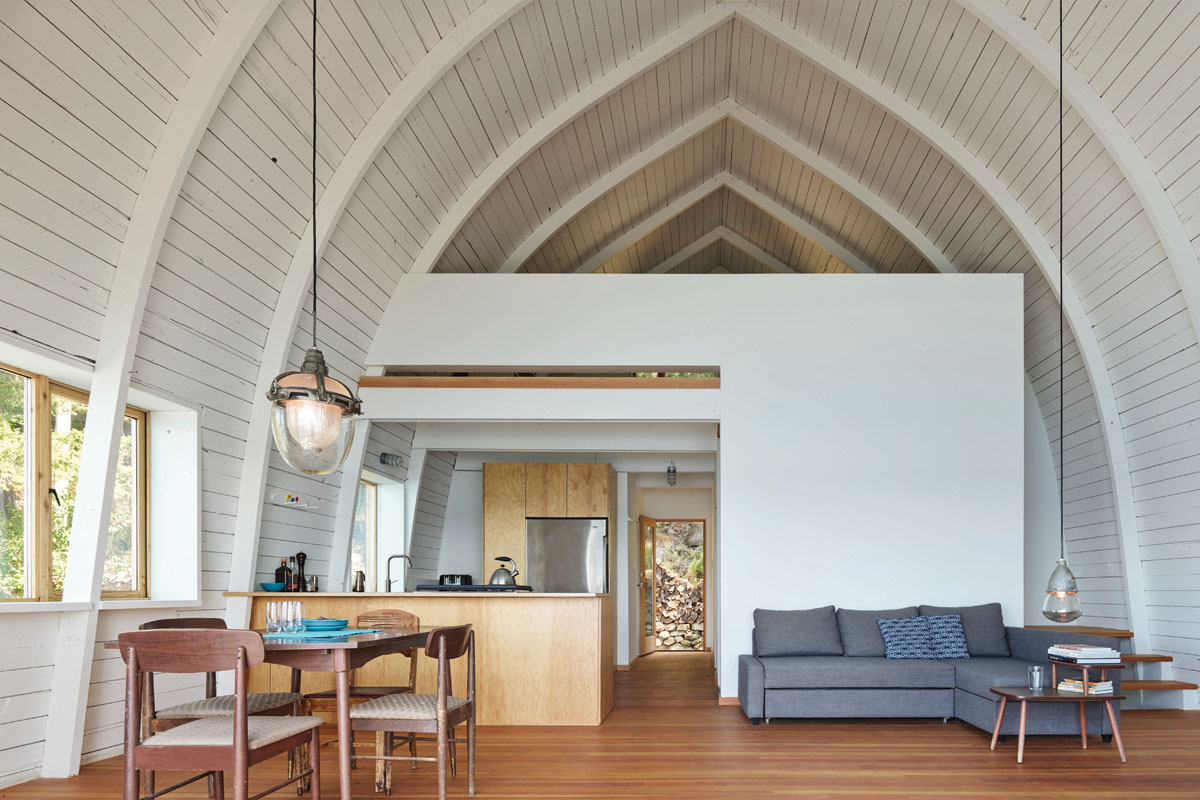 Interior living room of the Acorn Cabin