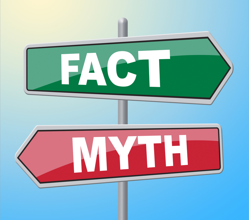 An illustrated "myth" and "fact" sign
