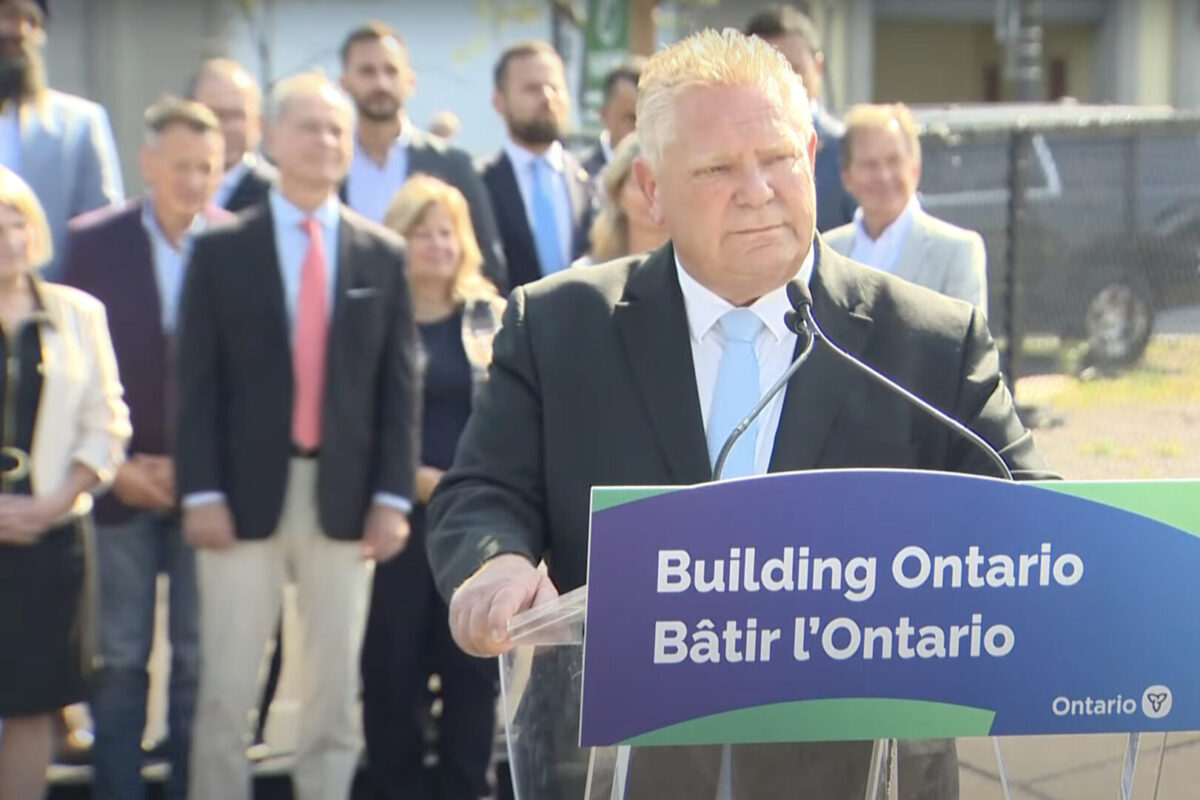 doug ford at the press conference where he announced rolling back opening the greenbelt for development