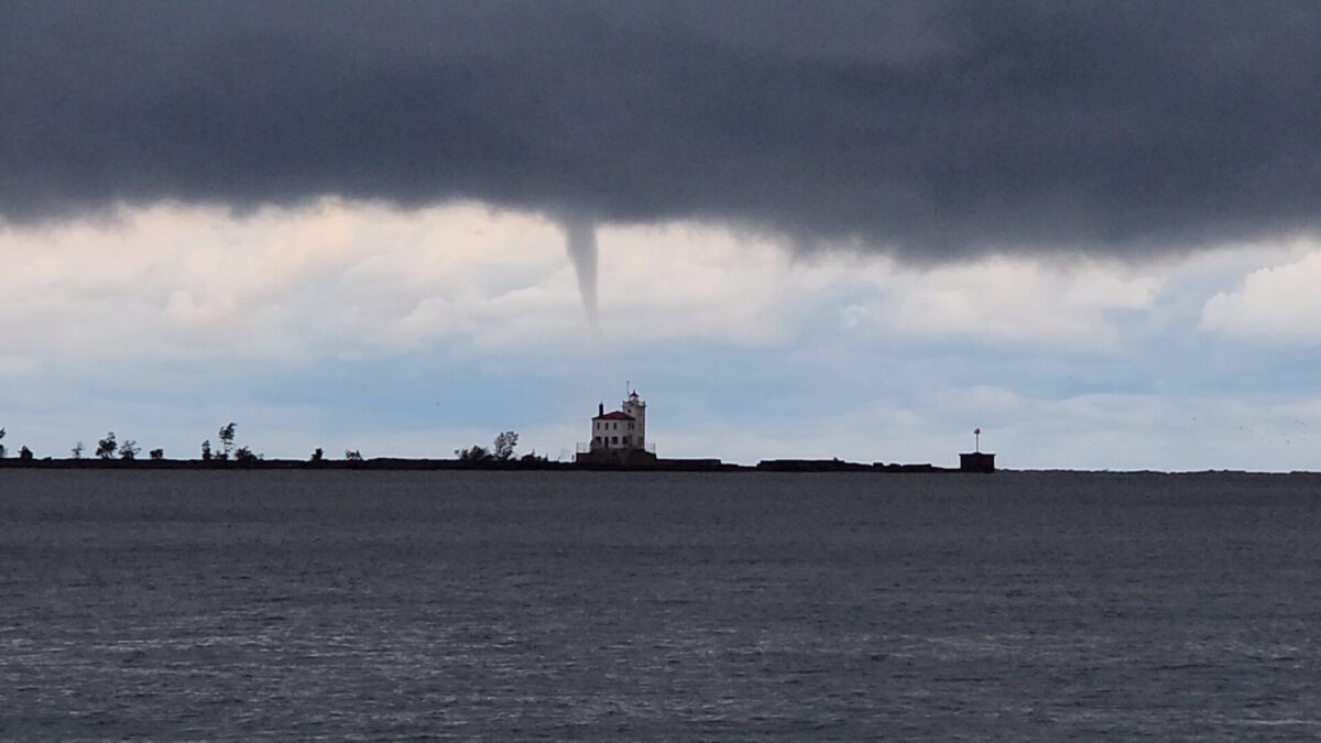A waterspout over the lake