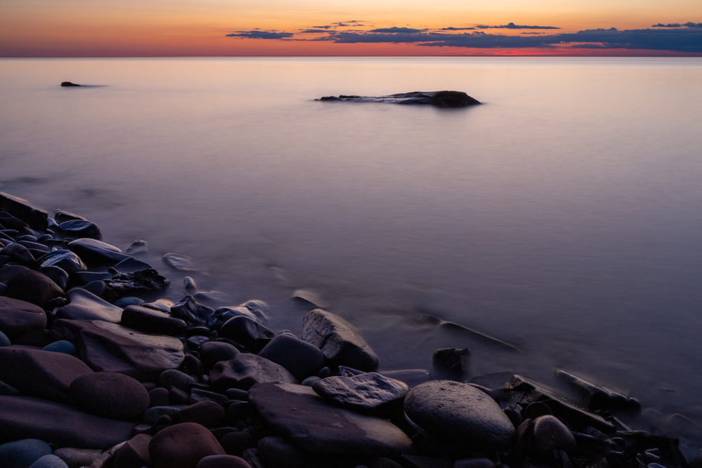 fog settles over Lake Superior