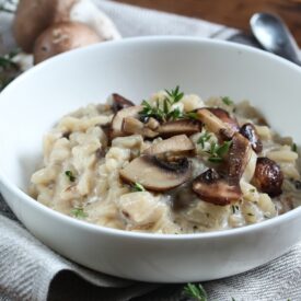 bowl of mushroom risotto