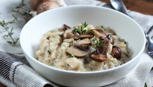 bowl of mushroom risotto