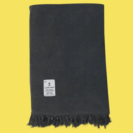 a black blanket on a yellow background