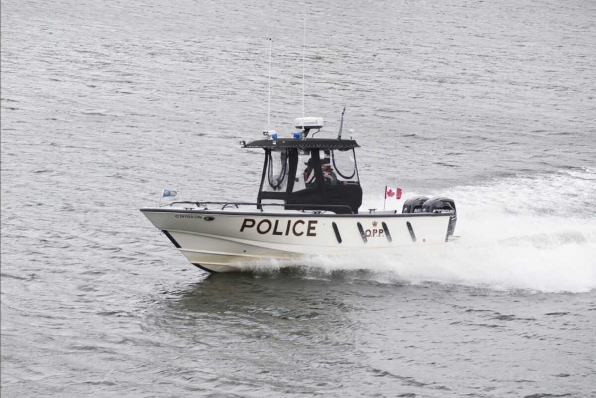 Ontario Provincial Police marine unit boat out on the water