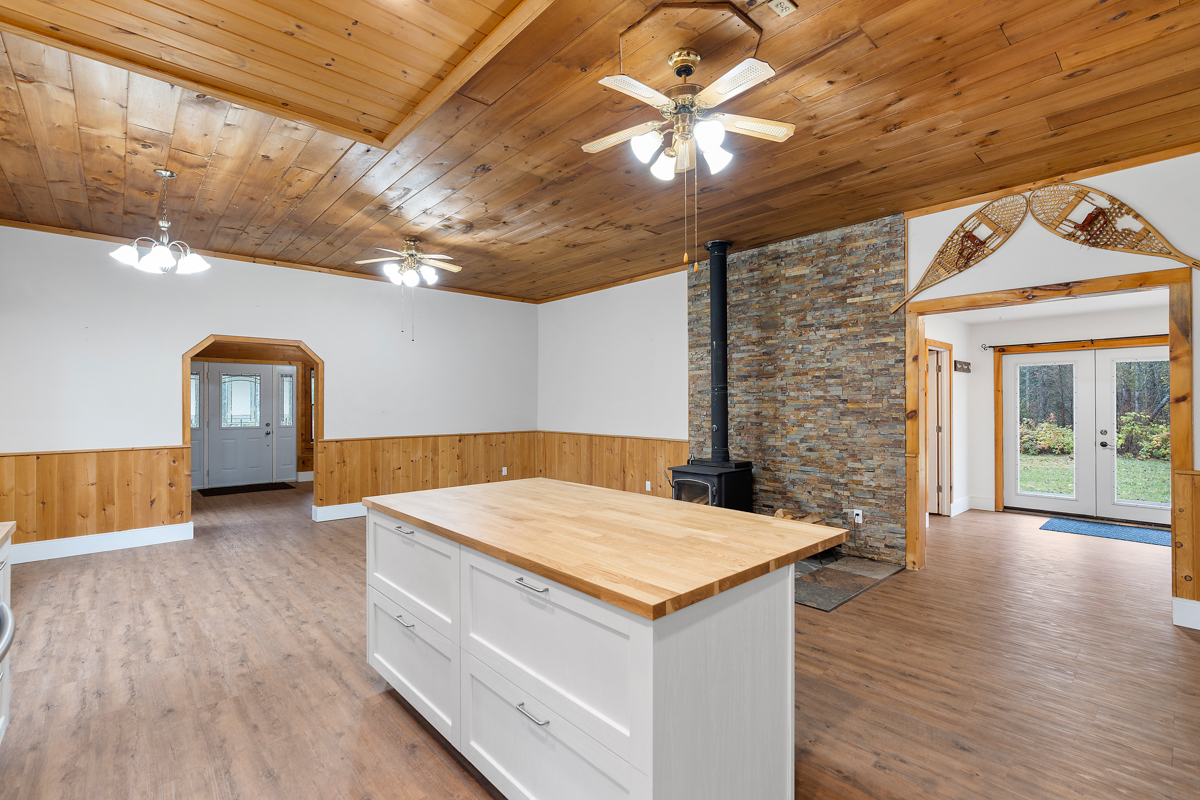A large kitchen island.