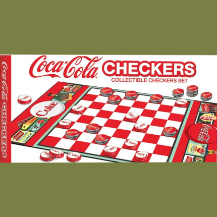 the coca-cola checkers game on a green background