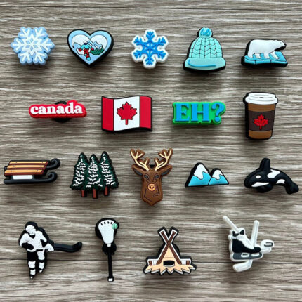 multiple Canadian themed croc shoe charms