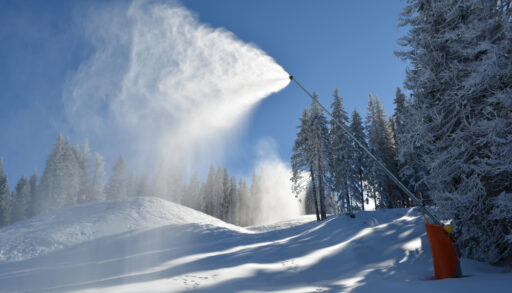 snow-making machine on a ski