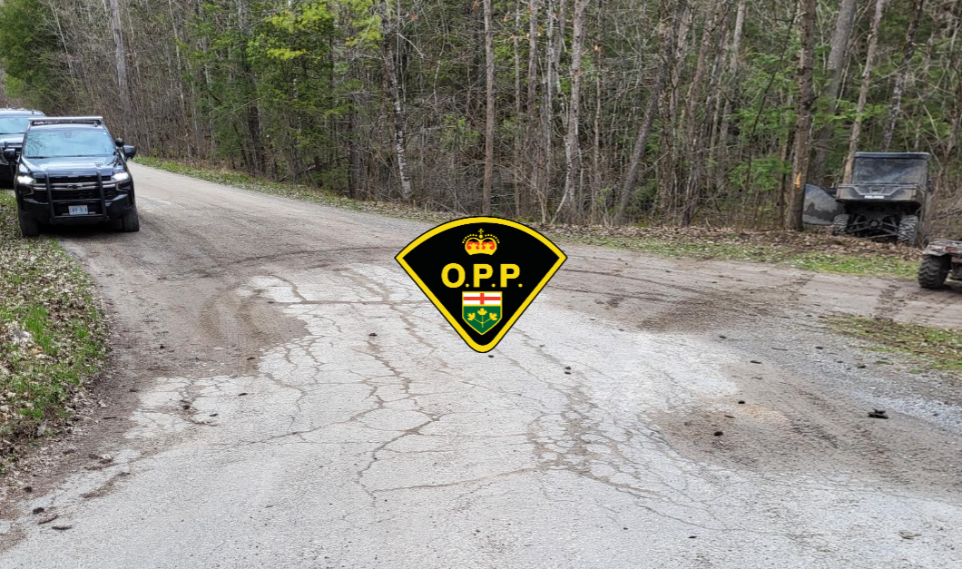 Dirt road with the ATV crash featured to the right