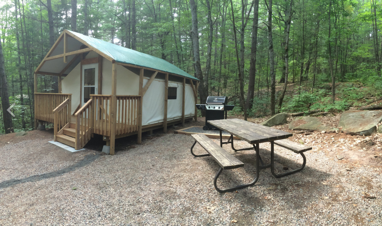 Shot of a soft-sided shelter in Bon Echo park