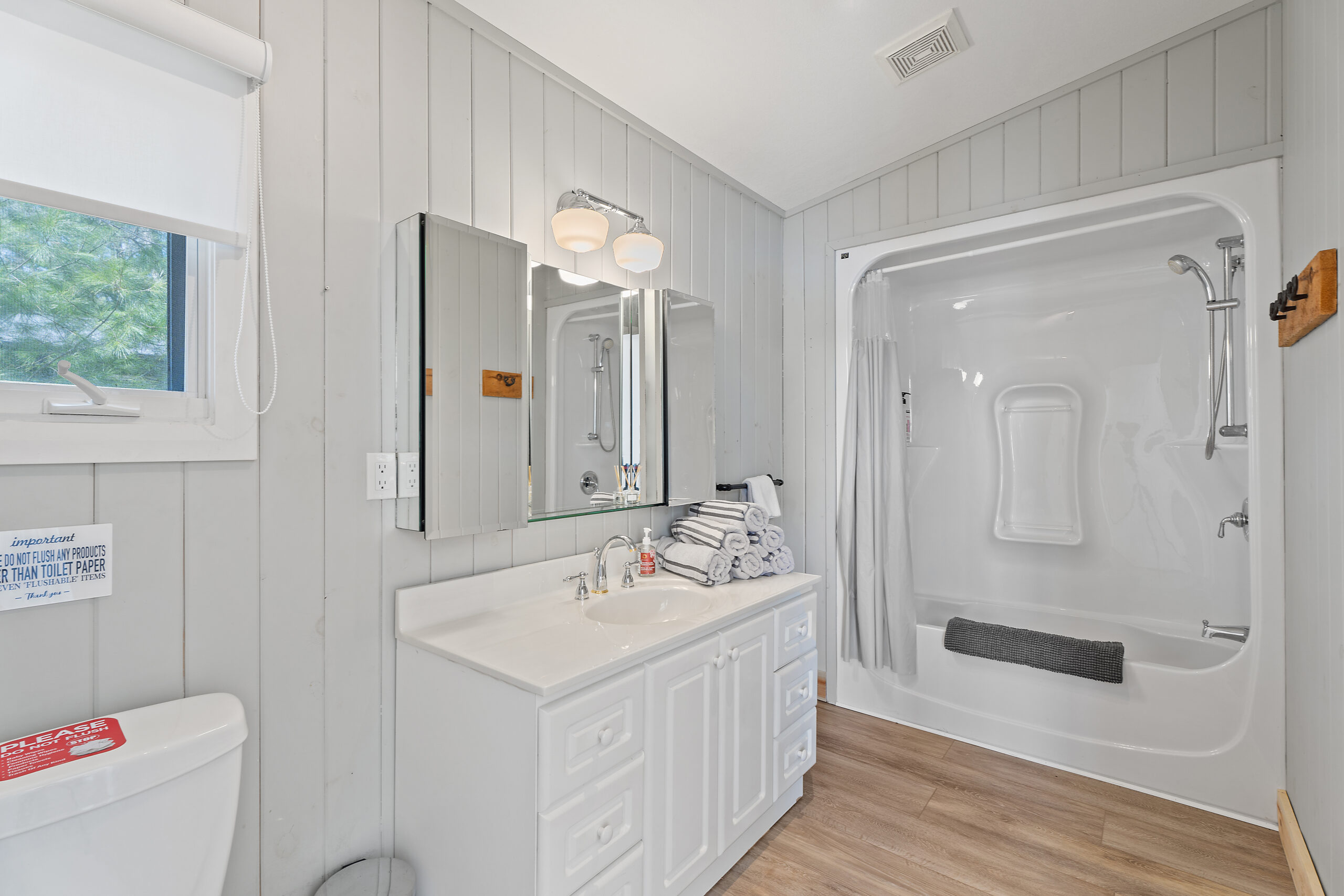 White bathroom with shower