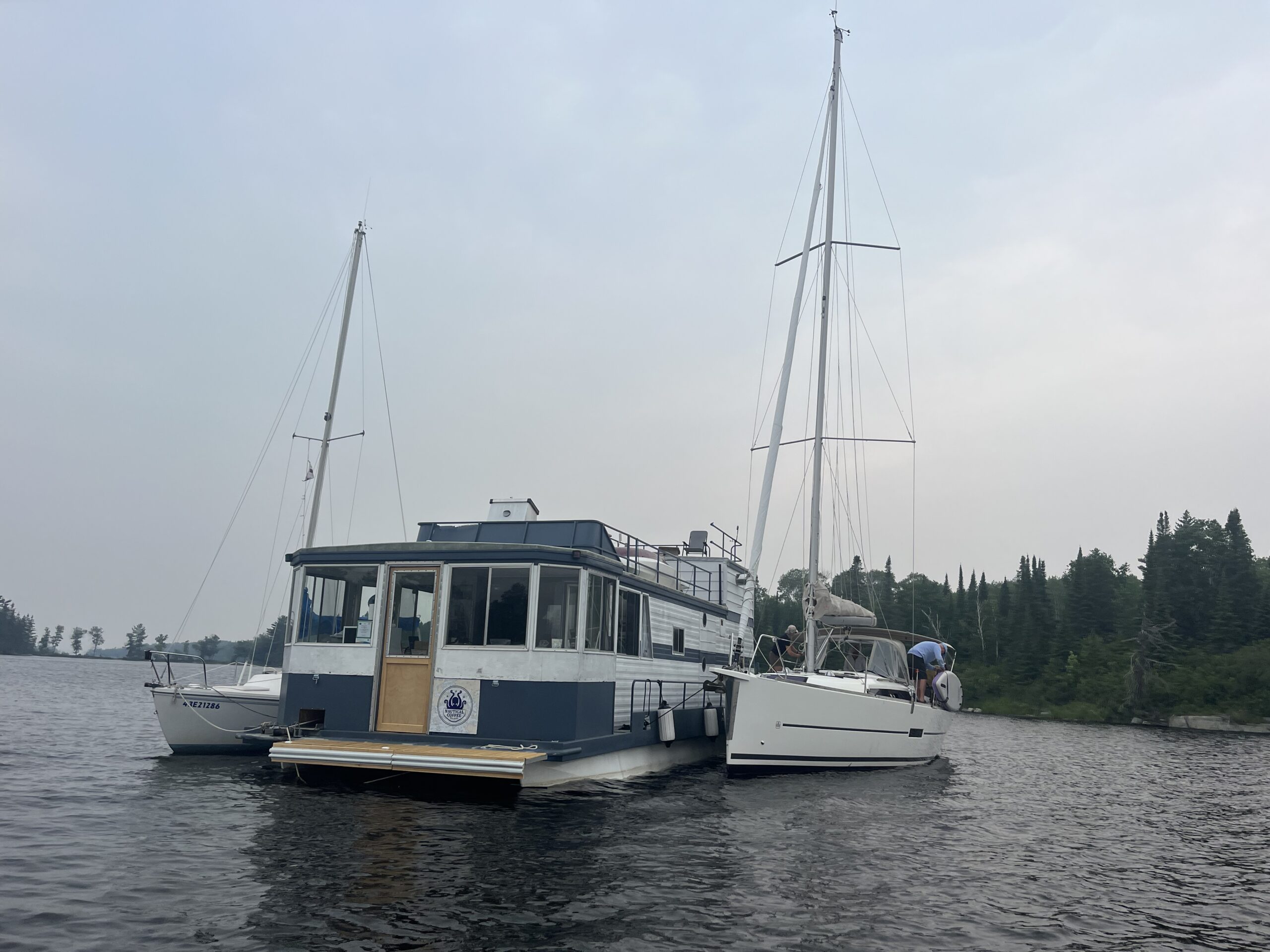 Sailboats docked at Nautical Coffee