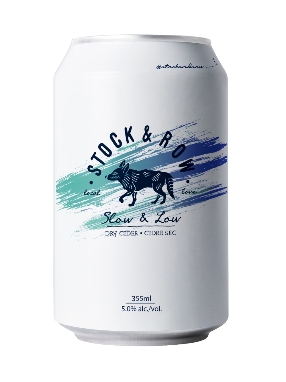 a can of Stock & Row Slow & Low cider against a white background