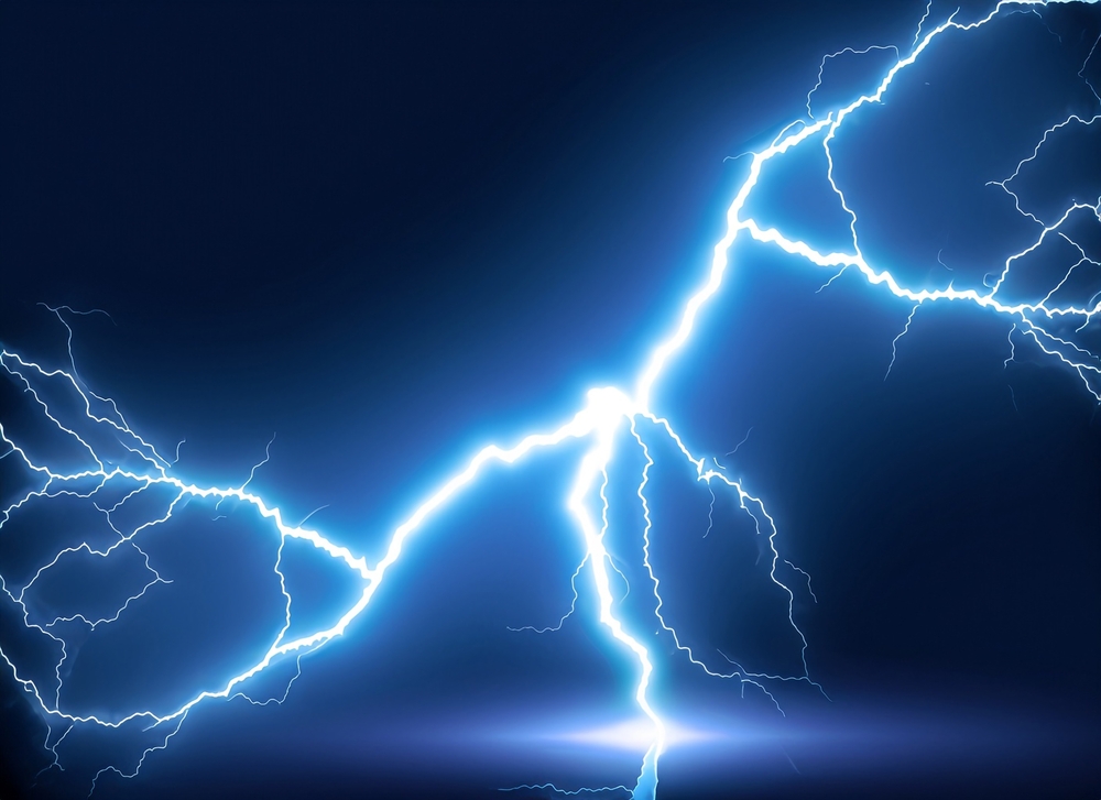A lightning bolt against a night sky