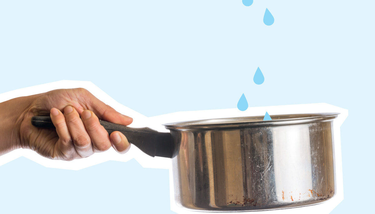 a photo of a pot with water dripping into it