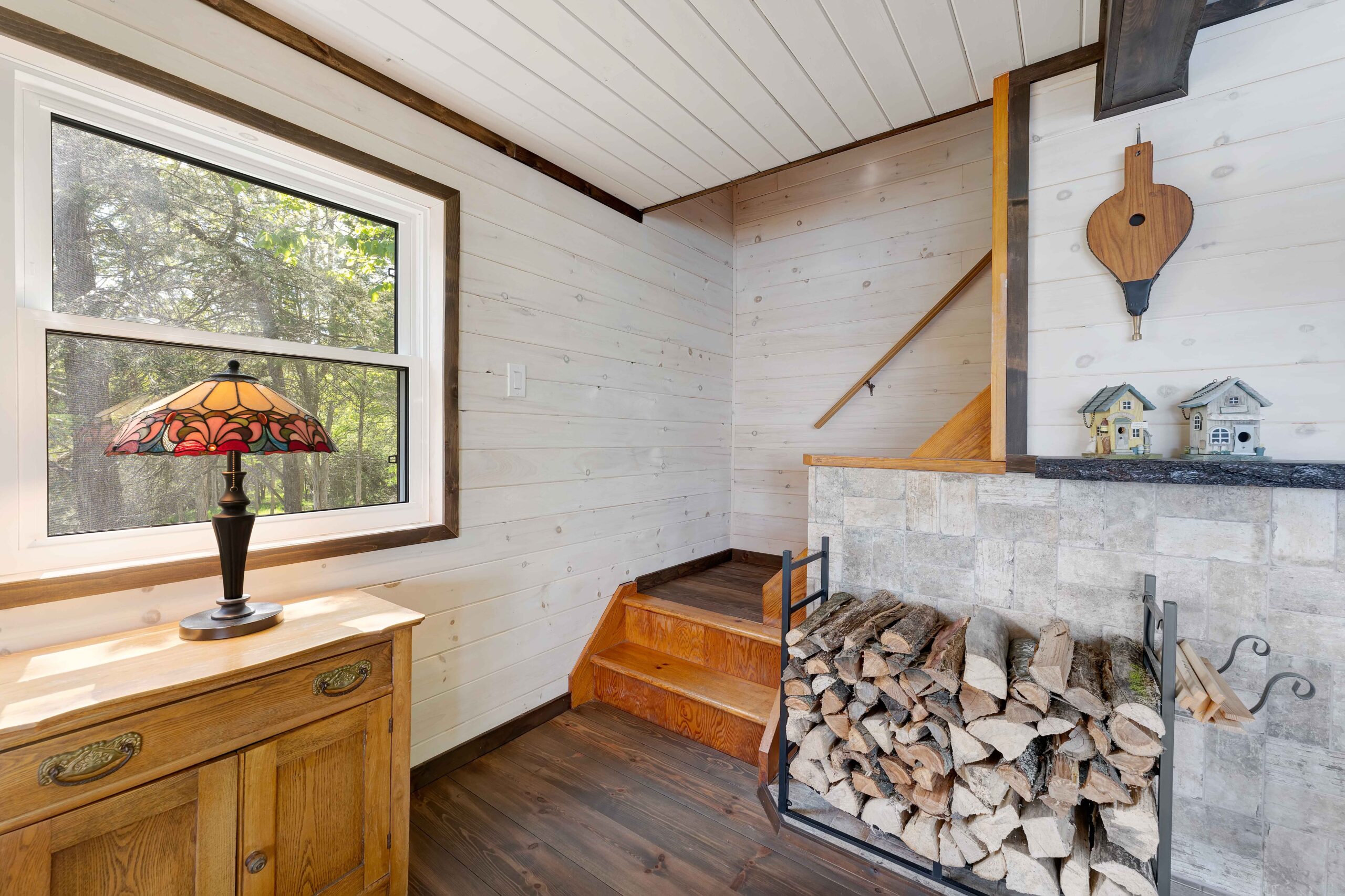 Stairs lead up to the second floor